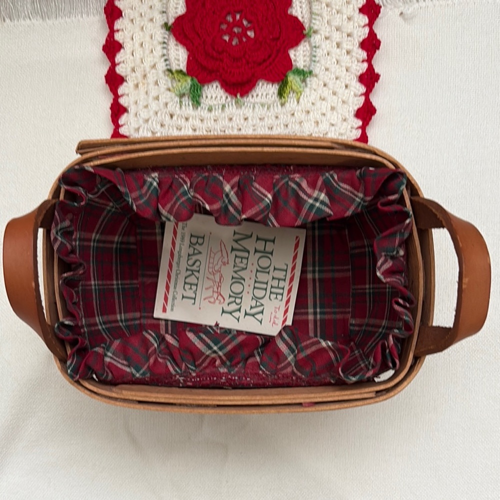 Longaberger Brown and Red Accent Basket - Picture 2 of 9